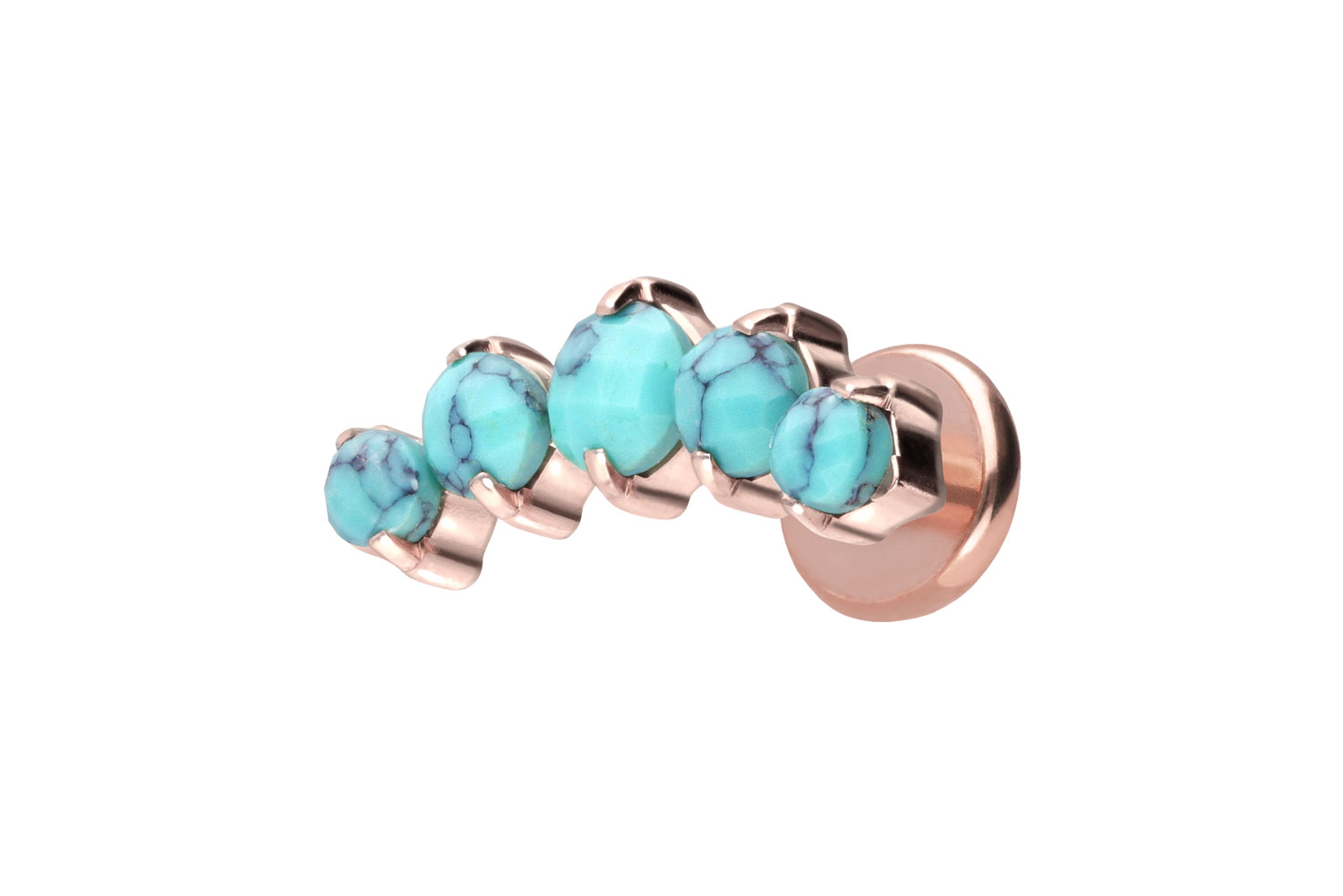 Titan Labret Piercing mit Push Fit 5 SYNTHETISCHE TÜRKISE